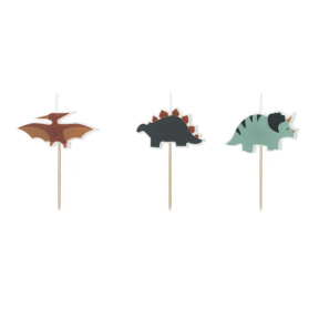 Lumânări pentru tort Dinozauri, 3 cm, 3 bucăți
