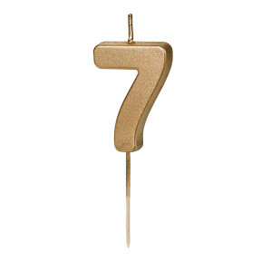 Lumânare pentru tort, Cifra 7, mini, auriu, 4.5 cm