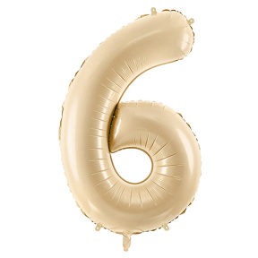 Balon folie Cifra "6", 72 cm (28), crem