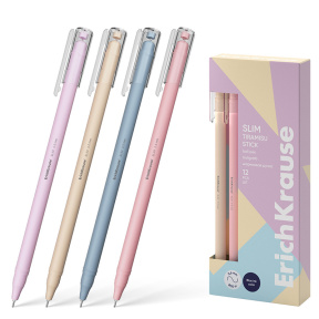 Pix cu bilă ErichKrause 0,7 mm Slim Stick Tiramisu, albastru