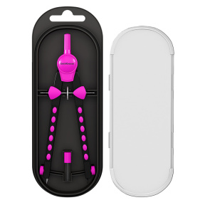 Set compas Erich Krause Accent, 2 elemente, în cutie din plastic, roz