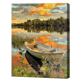 Barcă pe iaz, 30x40 cm, pictură pe numere
