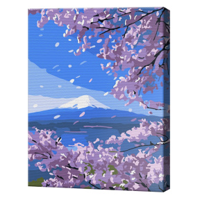 Fudji și sakura, 30x40 cm, pictură pe numere