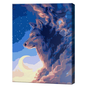 Lupul și luna, 30x40 cm, pictură pe numere