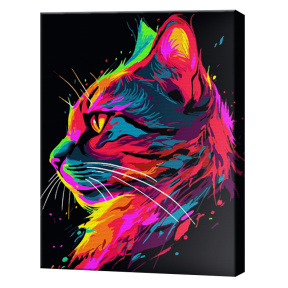 Profil neon al motanului, 30x40 cm, pictură pe numere
