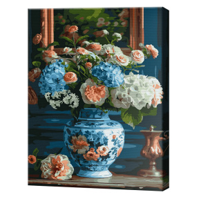 Buchet din hortensii, 30x40 cm, pictură pe numere