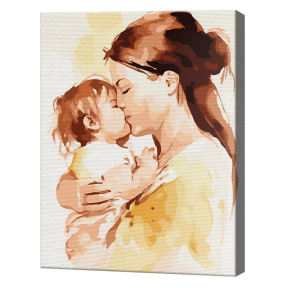 Mamă cu bebe, 30x40 cm, pictură pe numere