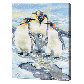 Familia pinguinilor, 40x50 cm, pictură pe numere