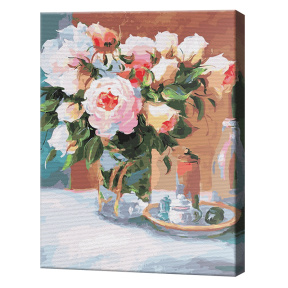 Buchet pe masă, 40x50 cm, pictură pe numere