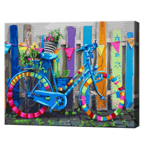 Bicicletă multicoloră, 40x50 cm, pictură pe numere