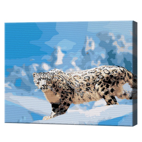 Leopardul zăpezilor, 40x50 cm, pictură pe numere