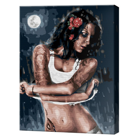 Fată cu tatuaj, 40x50 cm, pictură pe numere