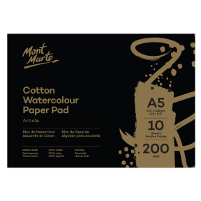 Hârtie de acuarelă cu bumbac Artiste, 200 g/m², A5, 10 foi