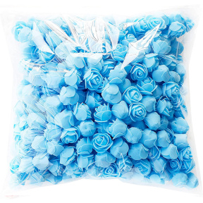 Set de butoni flori decorative, diametru 3,5 cm, 50 buc, culoarea albastru deschis