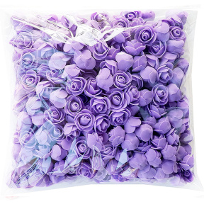 Set de butoni flori decorative, diametru 3,5 cm, 50 buc, culoarea violet