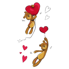 Тату Valentine Day - Медвежонок с сердцем 10,5х6 см