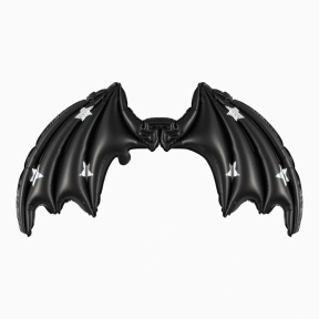 Balon folie Aripi de liliac, negru mat cu stele, 85x50 cm, AIR