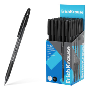 Ручка ErichKrause 1 мм R-301 Original Stick&Grip, черная