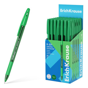 Ручка ErichKrause 1 мм R-301 Original Stick&Grip, зеленая