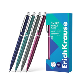Ручка ErichKrause на кнопке 0.7 мм Smart Metallic Matic, синяя
