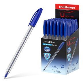 Ручка ErichKrause 1 мм U-108 Classic Stick, синяя