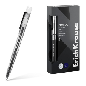 Ручка гелевая ErichKrause 0,5 мм Crystal Stick Classic gel, черная