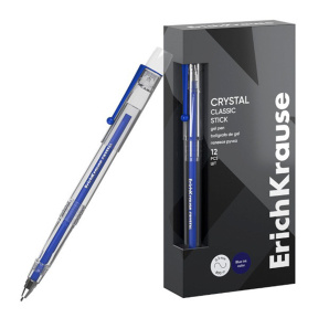 Ручка гелевая ErichKrause 0,5 мм Crystal Stick Classic gel, синяя