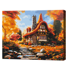 Căsuță toamnă, 40x50 cm, pictură pe numere