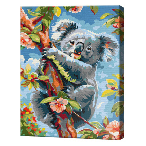 Koala în flori, 40x50 cm, pictură pe numere