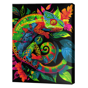 Cameleon neon, 40x50 cm, pictură pe numere