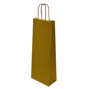 Пакет крафт (bottle) 14х9х40 см, золото