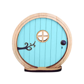 Paște, Ușă decorativă din lemn, rotundă, 10 cm, albastru deschis