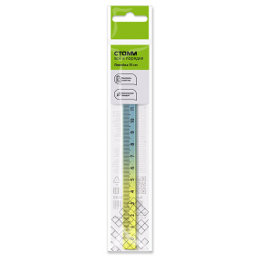 Riglă 15cm STAMM, plastic, pătrată, albastru/galben