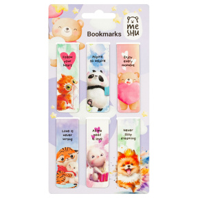 Набор закладок магнитных для книг, 6 штук, MESHU "Cute animals"