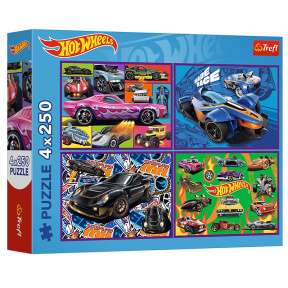 Puzzle "4x250" - "Racing cars / Mattel Hot Wheels"