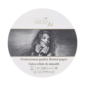 Hârtie pentru schițe, rotundă, Bristol, albă, 16 cm, 20 file, 308 g/m2, extra netedă