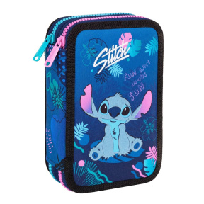Пенал школьный Disney Core Stitch, с 2-я отделениями, наполненный