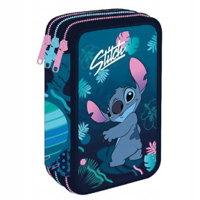 Пенал школьный Disney Core Stitch, с 3-я отделениями, наполненный