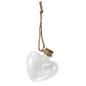 Sticluță din sticlă suspendabilă în formă de inimă, 5.5x6x2 cm
