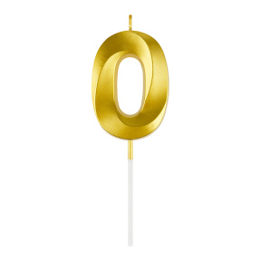 Lumânare pentru tort cu suport MESHU "Cifra 0", 7 cm, aurie