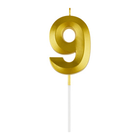 Lumânare pentru tort cu suport MESHU "Cifra 9", 7 cm, aurie