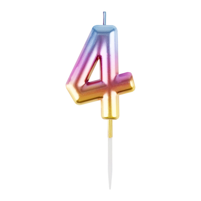 Lumânare pentru tort cu suport MESHU "Cifra 4", 6 cm, gradient