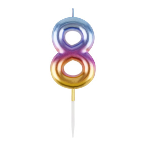 Lumânare pentru tort cu suport MESHU "Cifra 8", 6 cm, gradient