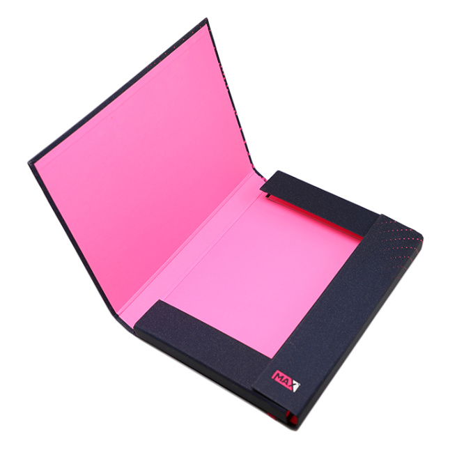 Mapă cu elastic A4 Optimum 3D MAX, din carton, albastru-magenta