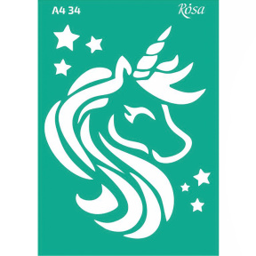 Șablon autoadeziv fundal, №26, Unicorn, А4, 21х29,7 cm ROSA TALENT
