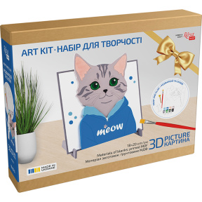 Набор, картина 3D, „Meow“, МДФ грунтованное, 18х20 см, ROSA Talent
