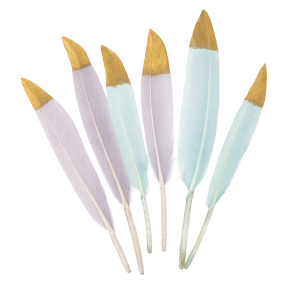 Pene decorative, 13–15 cm, gri și mentă, 6 buc.