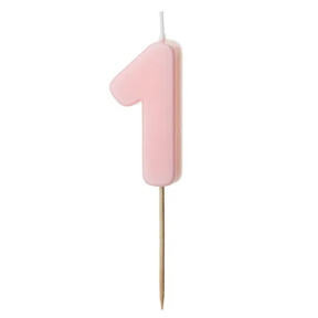 Lumânare pentru tort roz deschis 5.5 cm, Cifra 1