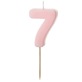 Lumânare pentru tort roz deschis 5.5 cm, Cifra 7