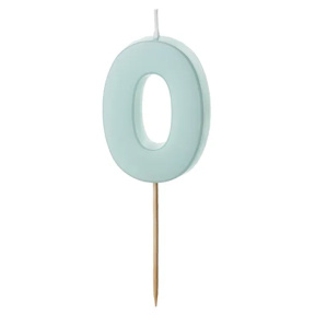Lumânare pentru tort albastru deschis 5.5 cm, Cifra 0